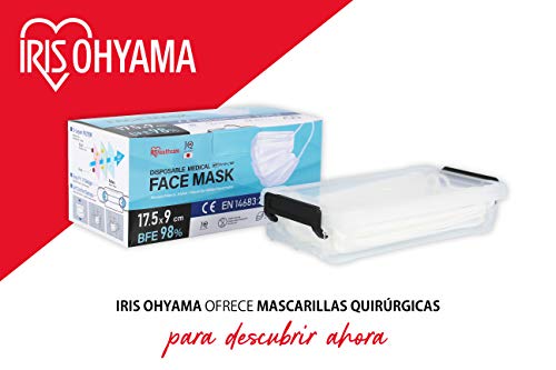 Iris Ohyama Little Large Box LLB-0.55 Caja de Almacenamiento para 10 mascarillas quirúrgicas, protección contra la Humedad y el Polvo, Plastic, Transparente / 1 x 0.55 L, 1 x 0,55 L