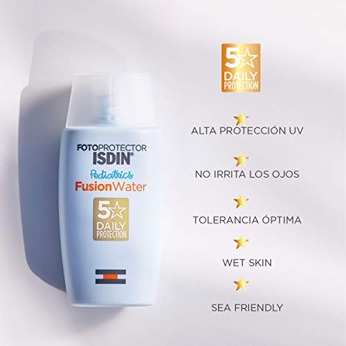 ISDIN - Fotoprotector Fusion Water Pediatrics SPF 50 - Protector solar facial para niños, 50 ml