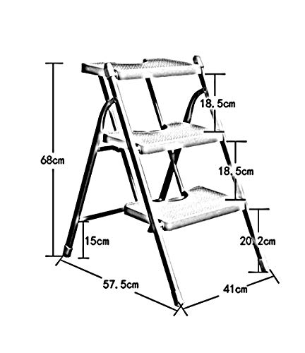 J-Escalera de Tijera Portátil Escalera De Mano Metal Plegable Taburete Ingenieria Emocionante Escalera Mecánica for Escalar Sillas De Espiga De Plástico (Color : Black 3 layers)