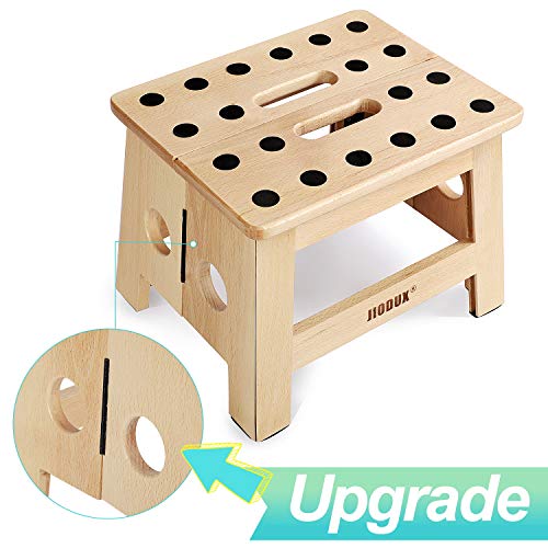 Jiodux 2020 Upgrade Banco Plegable, Antideslizante, Plegable para Niños, Pequeño Taburete de Madera, Taburete Plegable Perfecto para Cocina, Dormitorio o Habitación de los Niños-H:23CM