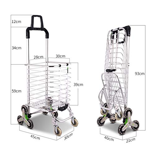 JJZXPJ Compras, Subir escaleras Carrito de la Compra Plegable con los 8 Ruedas/Asiento/del sostenedor de Taza Grande de la Cesta de Bolsillo Fit Ancianos discapacitados