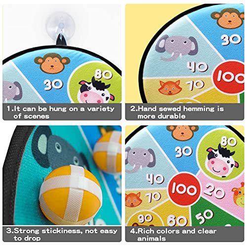 Joycabin Diana infantil con velcro para jugar a los dardos, de plástico seguro para niños, con motivos de animales y 6 bolas de colores, 28 cm