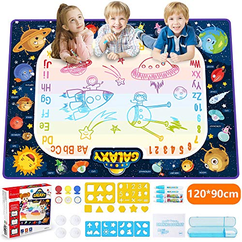 JOYSPACE Agua Dibujo Pintura Pizarra Mágica (120X90CM) Alfombra de Agua Doodle Esteras de Agua Doodle Regalos de Dibujo Juegos Juguetes Educativo para Niños Niñas de 3 4 5 6 7 8 años