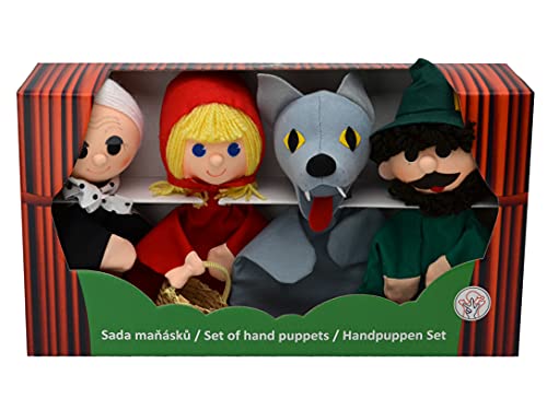 Juego de 4 marionetas de mano de Caperucita Roja, 18,5 cm, ideal para teatro de muñecas y juegos de rol, figura de cuento de hadas, para niños, bebés, niños y niñas