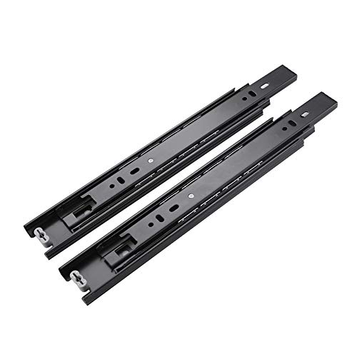 JUN-H 2 Piezas 300 mm Rieles Para Cajones Extensión De Cajón De Alta Resistencia Deslizamiento Telescópico Negro Extensión Completa 600 mm Con Cierre Automático