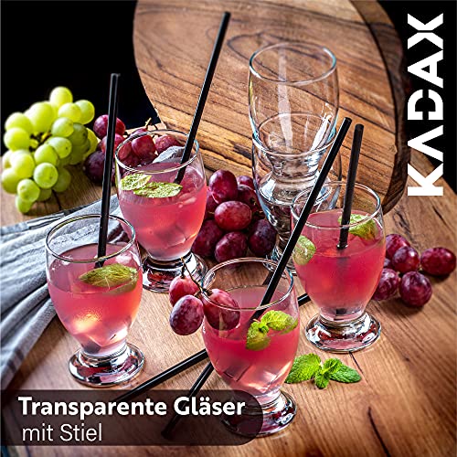 KADAX Juego de 6 vasos de agua, vasos decorativos, vasos transparentes con mango, vasos de zumo con paredes gruesas, vasos para agua, limonada (250 ml, Maríe)