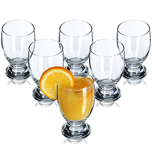 KADAX Juego de 6 vasos de agua, vasos decorativos, vasos transparentes con mango, vasos de zumo con paredes gruesas, vasos para agua, limonada (250 ml, Maríe)