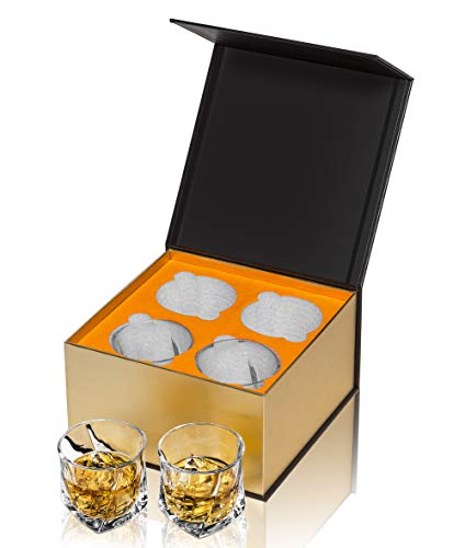 KANARS Vaso de Whisky, Juego de 4 Copas de Whisky Cristal Sin Plomo, 210 ml, 4 Piezas, Caja de Regalo de Lujo