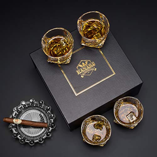 KANARS Vaso de Whisky, Juego de 4 Copas de Whisky Cristal Sin Plomo, 210 ml, 4 Piezas, Caja de Regalo de Lujo