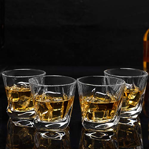 KANARS Vaso de Whisky, Juego de 4 Copas de Whisky Cristal Sin Plomo, 210 ml, 4 Piezas, Caja de Regalo de Lujo