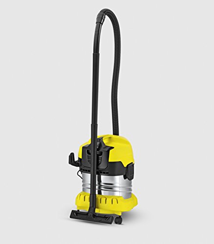 Kärcher WD 4 WD4 Premium-Aspirador en seco y húmedo, 1000 W, 20 l con depósito en Acero INOX, 20 litros, 75 Decibelios, Inoxidable, Negro/Amarillo