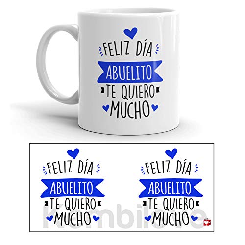 Kembilove Taza regalo día del padre – Tazas Desayuno para Abuelo con Mensaje Feliz día abuelito, te quiero mucho – Tazas originales – Regalo para abuelos