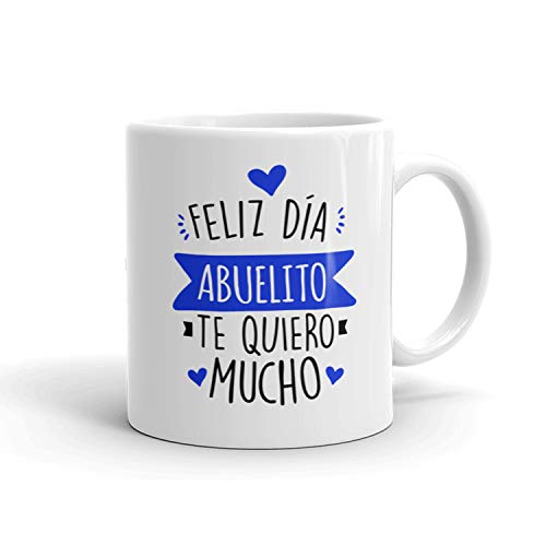 Kembilove Taza regalo día del padre – Tazas Desayuno para Abuelo con Mensaje Feliz día abuelito, te quiero mucho – Tazas originales – Regalo para abuelos