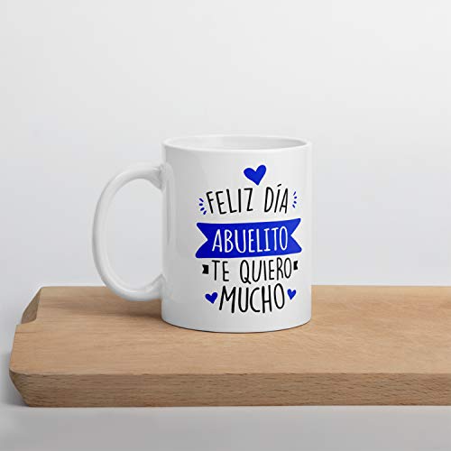 Kembilove Taza regalo día del padre – Tazas Desayuno para Abuelo con Mensaje Feliz día abuelito, te quiero mucho – Tazas originales – Regalo para abuelos