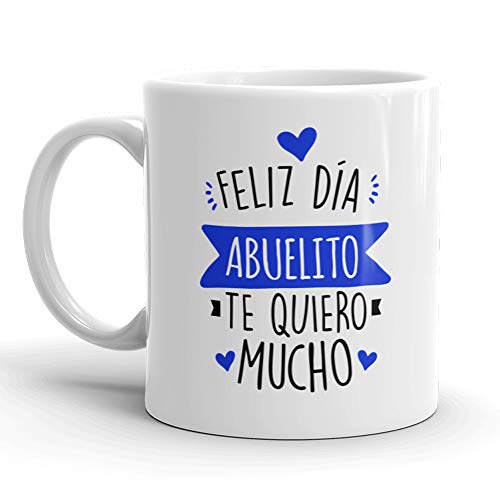 Kembilove Taza regalo día del padre – Tazas Desayuno para Abuelo con Mensaje Feliz día abuelito, te quiero mucho – Tazas originales – Regalo para abuelos