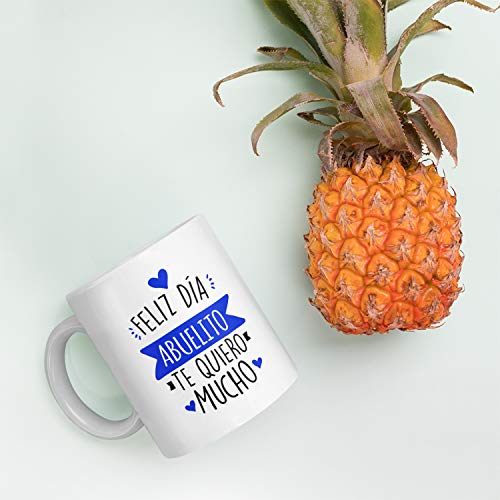 Kembilove Taza regalo día del padre – Tazas Desayuno para Abuelo con Mensaje Feliz día abuelito, te quiero mucho – Tazas originales – Regalo para abuelos