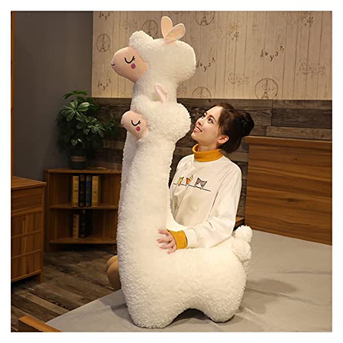 KeYou 75-130cm Fluffy Alpaca Peluche Abrazo Almohada Largo Cuello Alpaca Plush Sofá Cojín Almohada Alpaca Almohada Peluche Juguete Lindo Buddy Alpaca Peluche Largo Cuello Pingüino