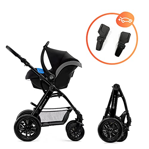 Kinderkraft Carrito Bebé 3 Piezas MOOV, Capazo, Silla Paseo, Silla Coche, Negro