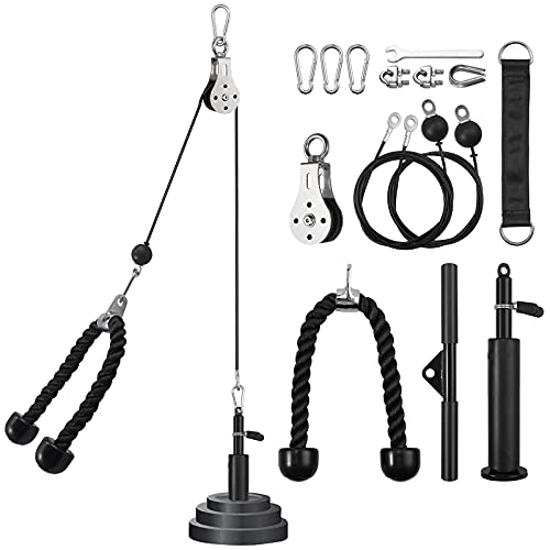 Kit de Cables de Poleas Sistema de Polea Gimnacio para Trabajar Bíceps, Tríceps, Hombros, Espalda Entrenamiento en Casa con Pasador de Carga Cuerda de Pulley Barra de Tracción Mosquetones