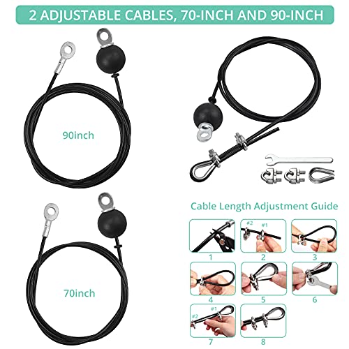 Kit de Cables de Poleas Sistema de Polea Gimnacio para Trabajar Bíceps, Tríceps, Hombros, Espalda Entrenamiento en Casa con Pasador de Carga Cuerda de Pulley Barra de Tracción Mosquetones