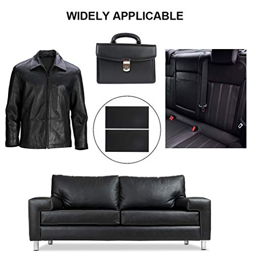 Kit de Parche de Piel，12pcs Parches Piel ，despegar y Pegar para Asiento de Coche, Muebles, Chaqueta, sofá, Mochila (Negro-12)