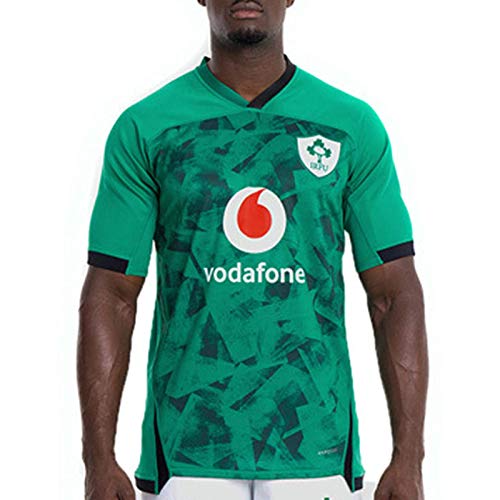 KOIJWWF Camiseta de la Copa del Mundo de Rugby, 2021 Verde Irlanda Local Visitante Camiseta, Camiseta de Manga Corta de Entrenamiento de Secado rápido para Hombre Polo Deportivo Informal,Verde,S