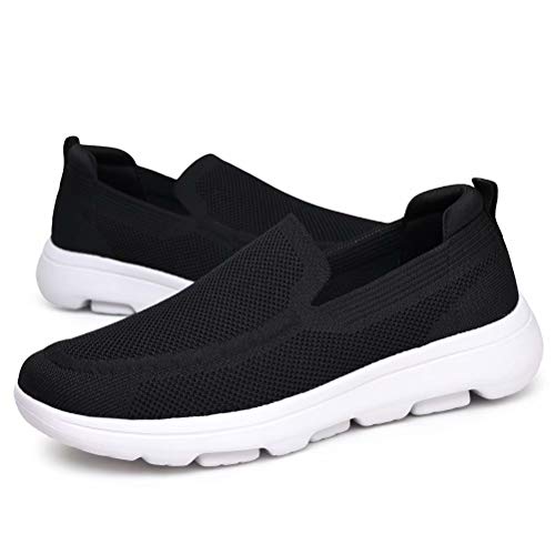 konhill Zapatillas Casual para Hombre Sin Cordones Calzado de Walking Deportivo Bajas de Ligerasy Transpirables Zapatos de Tenis EU 41 Negro