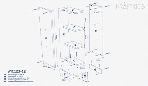 KraftKids, estantería para cambiador, color blanco, se adapta a la cómoda HEMNES