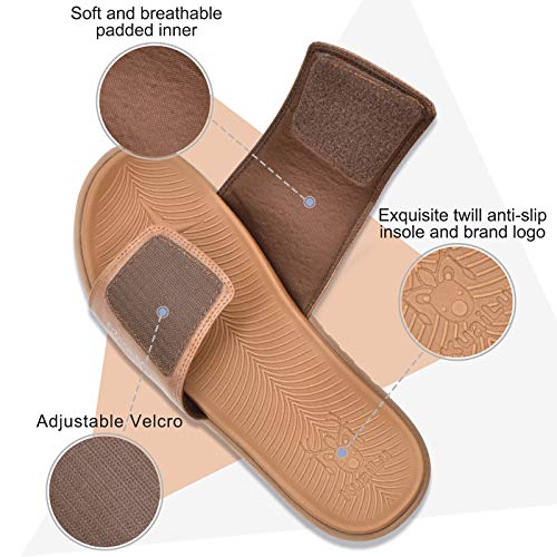 KUAILU Hombre Sandalias de Playa de Punta Descubierta Slide Deportivo Ajustable Zapatillas de Verano Ortopedicas Marrón talla 42