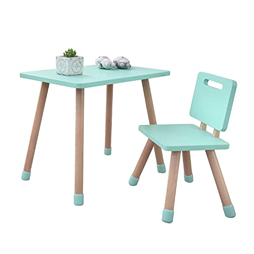 KYWAI-Juego de Mesa y Silla Infantil Escritorio Muebles para niños De Madera lacada en Menta Mesa pequeña Estilo nordico Escritorio Infantil Dormitorio (Menta)