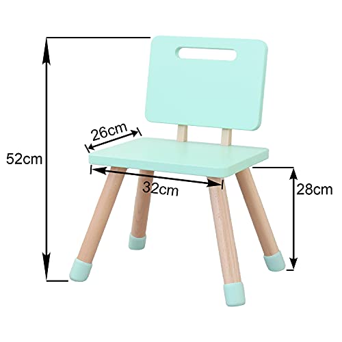 KYWAI-Juego de Mesa y Silla Infantil Escritorio Muebles para niños De Madera lacada en Menta Mesa pequeña Estilo nordico Escritorio Infantil Dormitorio (Menta)