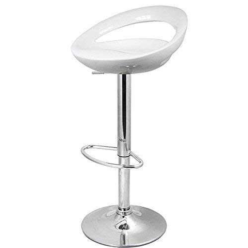 La Silla Española - Pack de dos taburetes con asiento redondo en color blanco, en PVC, regulable en altura. 47x44x97 cm, 2 unidades