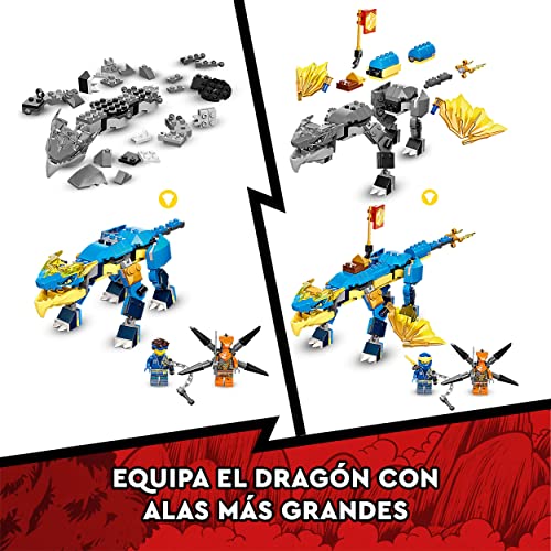 LEGO 71760 Ninjago Dragón del Trueno EVO de Jay, Set de Juego de Ninjas con para Niños y Niñas 6 Años con Bandera Coleccionable