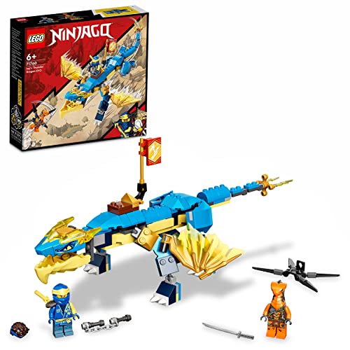 LEGO 71760 Ninjago Dragón del Trueno EVO de Jay, Set de Juego de Ninjas con para Niños y Niñas 6 Años con Bandera Coleccionable