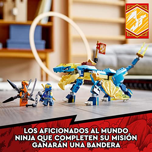 LEGO 71760 Ninjago Dragón del Trueno EVO de Jay, Set de Juego de Ninjas con para Niños y Niñas 6 Años con Bandera Coleccionable