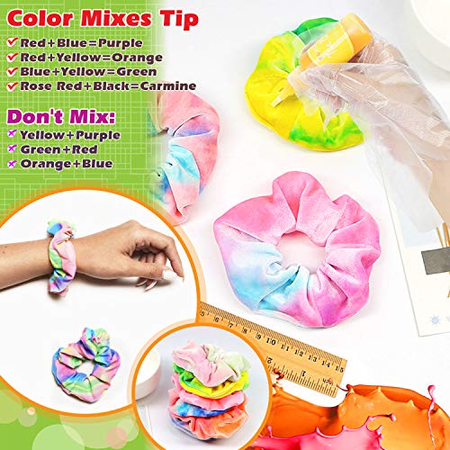 lenbest 26 Colores Tie Dye DIY Kit, Conjunto de Tinte Tie Tie de un Solo Paso Camisa Tela Tinte Duministros No Tóxicos, con 120 Bandas de Goma, 10 Pares de Guantes de Plástico, Delantal 2 Piezas