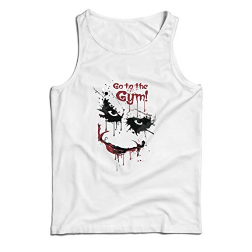 lepni.me Camisetas de Tirantes para Hombre IR al Gimnasio Asustado Cara de Payaso (X-Large Blanco Multicolor)