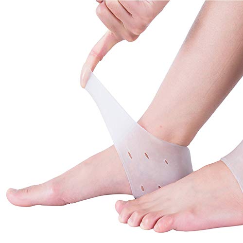 Lezed Taloneras Silicona Taloneras Fascitis Plantar Funda para el talón en gel de silicona Protector Transpirable Manga Fascitis Protectores de Talón de Calcetines para los Talones agrietados 3 pares