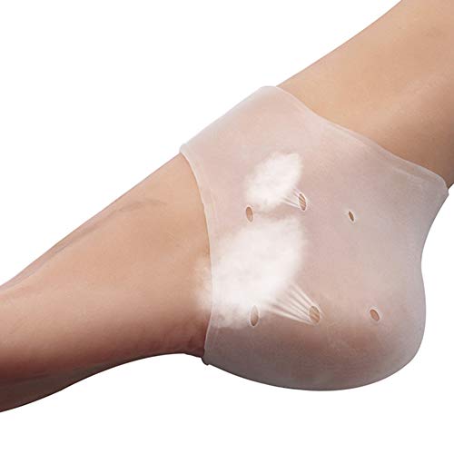 Lezed Taloneras Silicona Taloneras Fascitis Plantar Funda para el talón en gel de silicona Protector Transpirable Manga Fascitis Protectores de Talón de Calcetines para los Talones agrietados 3 pares