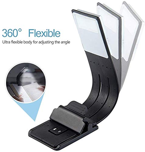 Libro luz LED lampara de lectura recargable,LUXJET® Clip Luz de lectura con brillo ajustable,E-reader Noche Lampara de Lectura Marca de Libro con Brazo Flexible (#1)