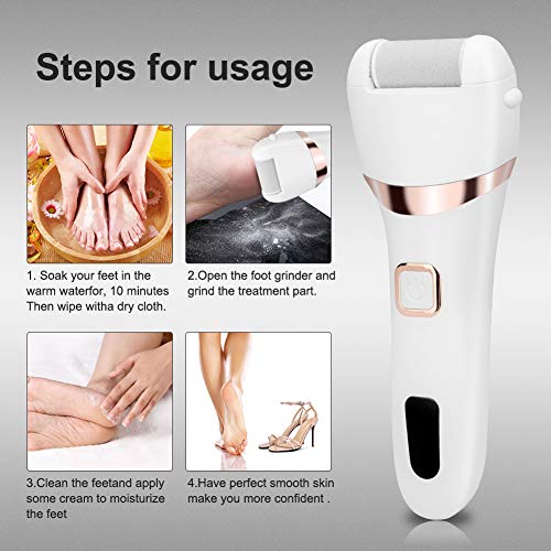 Lima Electrica Pies, Eletorot Pedicura Electrico Profesional Quita Durezas para Pies Foot Files Recargable Exfoliante Pies para Eliminar de Callos y las Callosidades