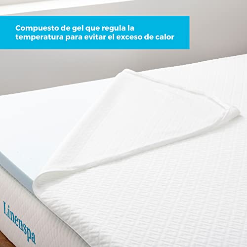 Linenspa Sobrecolchón viscoelástico de 5 cm con partículas de Gel y Funda removible y lavable, 135 x 190 cm