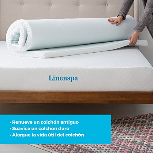 Linenspa Sobrecolchón viscoelástico de 5 cm con partículas de Gel y Funda removible y lavable, 135 x 190 cm