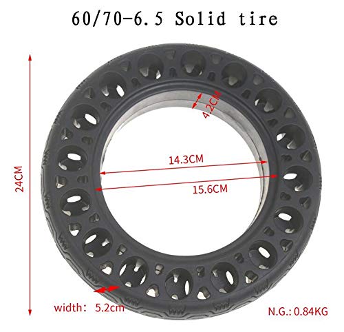 Linghuang 60/70-6,5 Ruedas de Repuesto Neumático Sólido para Patinete Eléctrico Ninebot Segway MAX G30 Rueda Dura a Prueba de Pinchazos Neumático de Repuesto de 10 Pulgadas para Scooter (2 PCS)