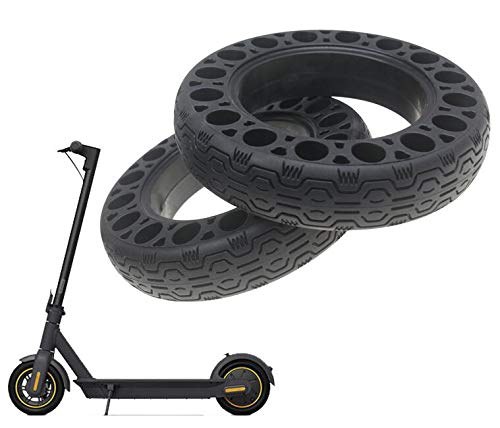 Linghuang 60/70-6,5 Ruedas de Repuesto Neumático Sólido para Patinete Eléctrico Ninebot Segway MAX G30 Rueda Dura a Prueba de Pinchazos Neumático de Repuesto de 10 Pulgadas para Scooter (2 PCS)