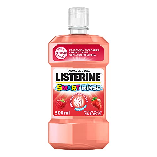 Listerine Enjuague Bucal Sin Alcohol para Niños, Smart Rinse, 500 ml