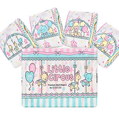 LittleForBig Pañal impreso adultos 10 piezas - Pequeño Circo (Large 36"-46")