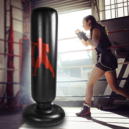 Liukouu Saco de Arena Inflable de pie, Bolsa de Entrenamiento de Patadas Pesadas, Bolsa de Objetivo de Boxeo para aliviar el estrés de niños y Adultos (62.99 Pulgadas)