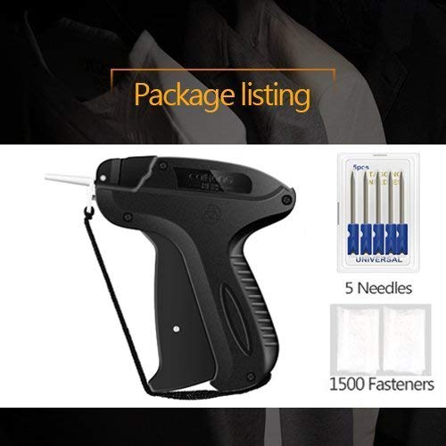 lnkey Pistola Etiquetadora, Pistola De Etiqueta Etiquetadora Precios + 5 Agujas de Repuesto + 1500 Hilos Estándar, Pistola Etiquetar para Ropa Calcetines Sombreros (Negro)