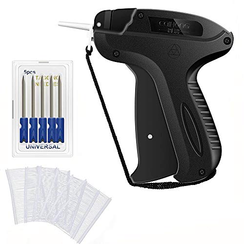 lnkey Pistola Etiquetadora, Pistola De Etiqueta Etiquetadora Precios + 5 Agujas de Repuesto + 1500 Hilos Estándar, Pistola Etiquetar para Ropa Calcetines Sombreros (Negro)